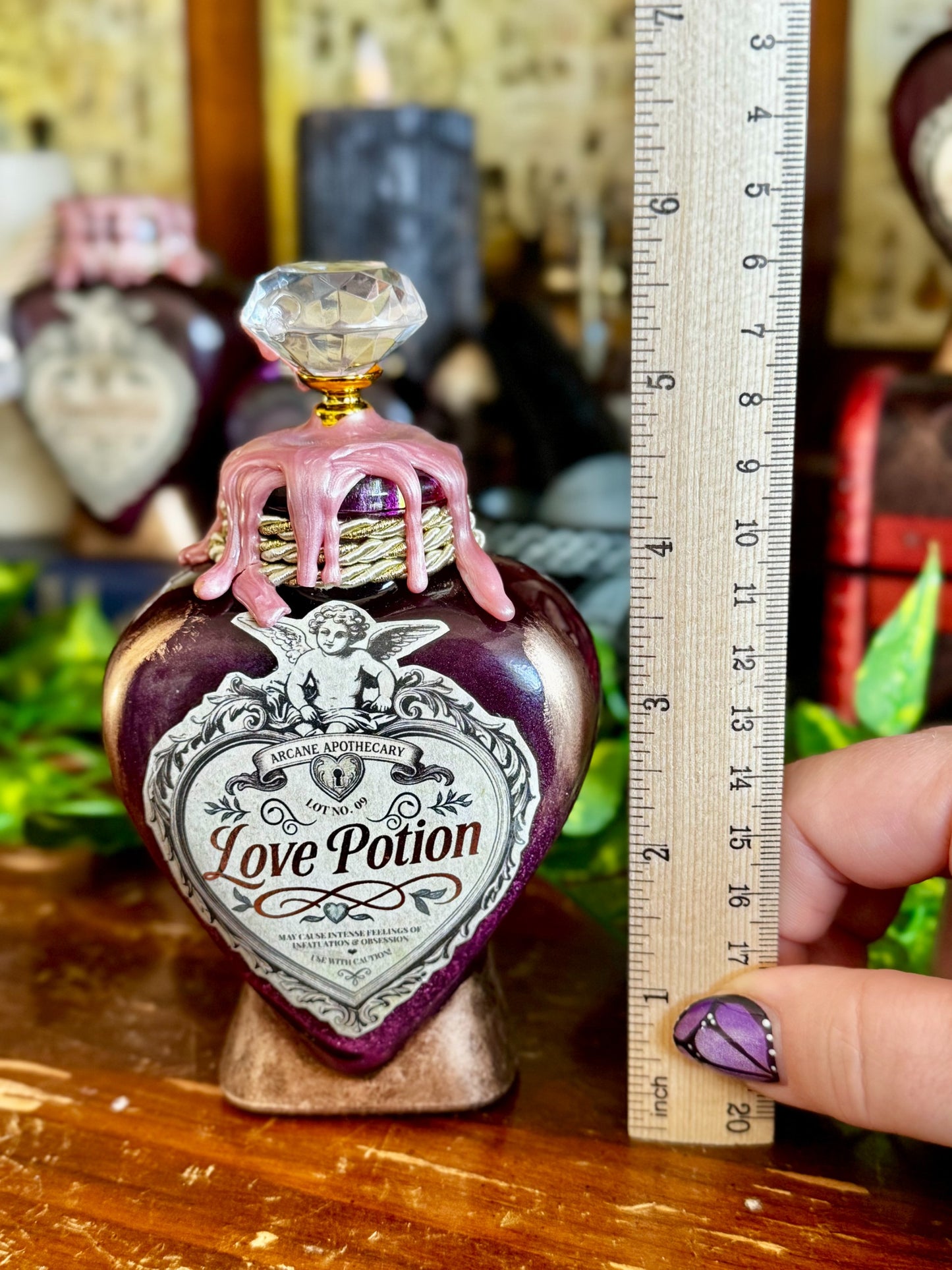 Love Potion | Decorative Swirling Heart Bottle | Romantic Display Apothecary Decor