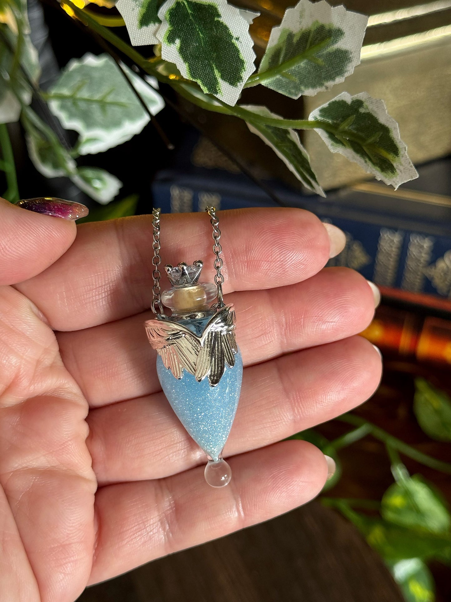 Kiss of the Seraphim Potion Pendant | Wearable Fantasy Angelic Potion Necklace | Vial Jewelry