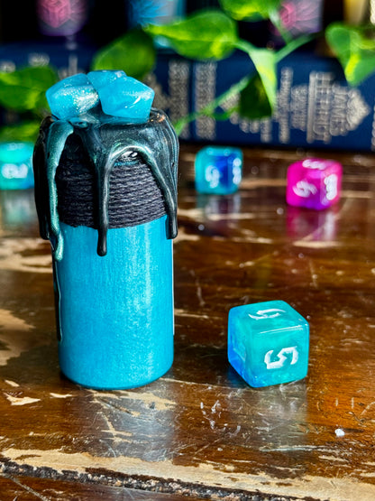 D6 Dice Roller Potion | Electric Blue Power Roll | D&D TTRPG Dice Rolling Prop