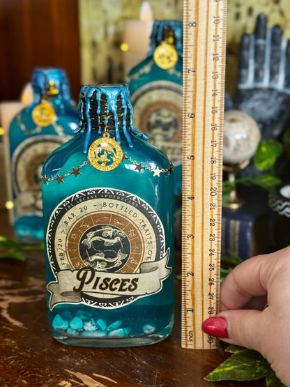 Zodiac Pisces Potion Collectible | Astrology Decor | Witchy Display Bottle