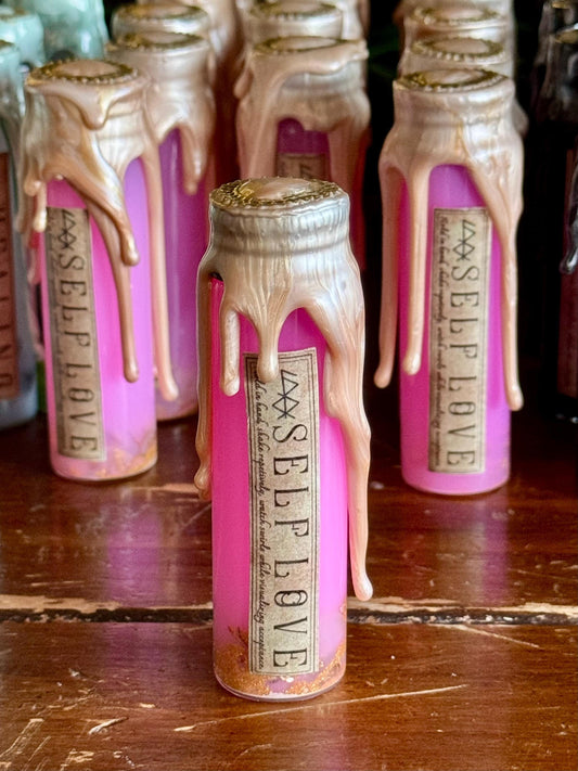 Pocket Spell Self Love Potion | Rose Quartz Crystal | Witchcraft Altar Decor | Confidence Ritual Jar