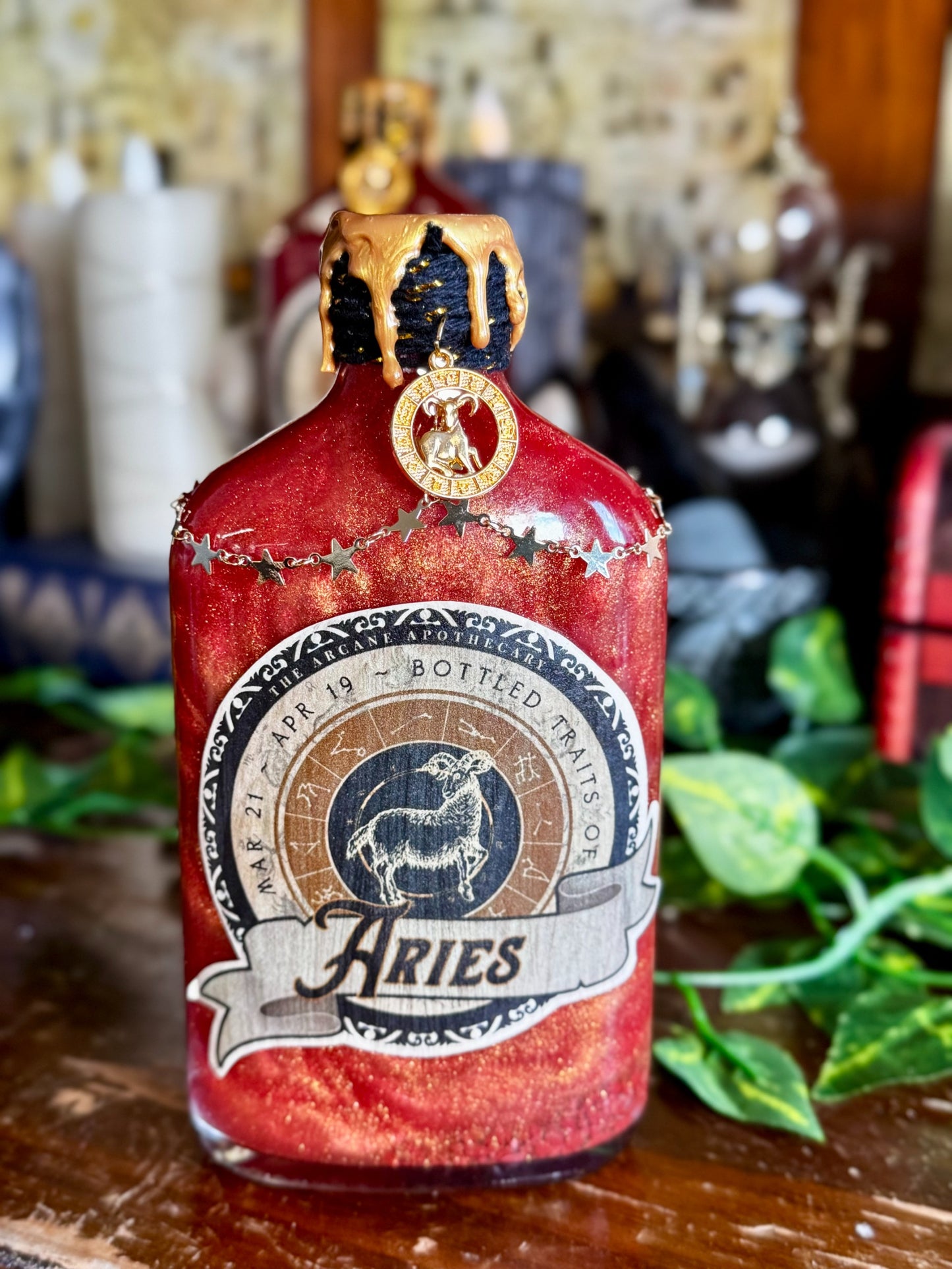 Zodiac Aries Potion Collectible | Astrology Decor | Witchy Display Bottle