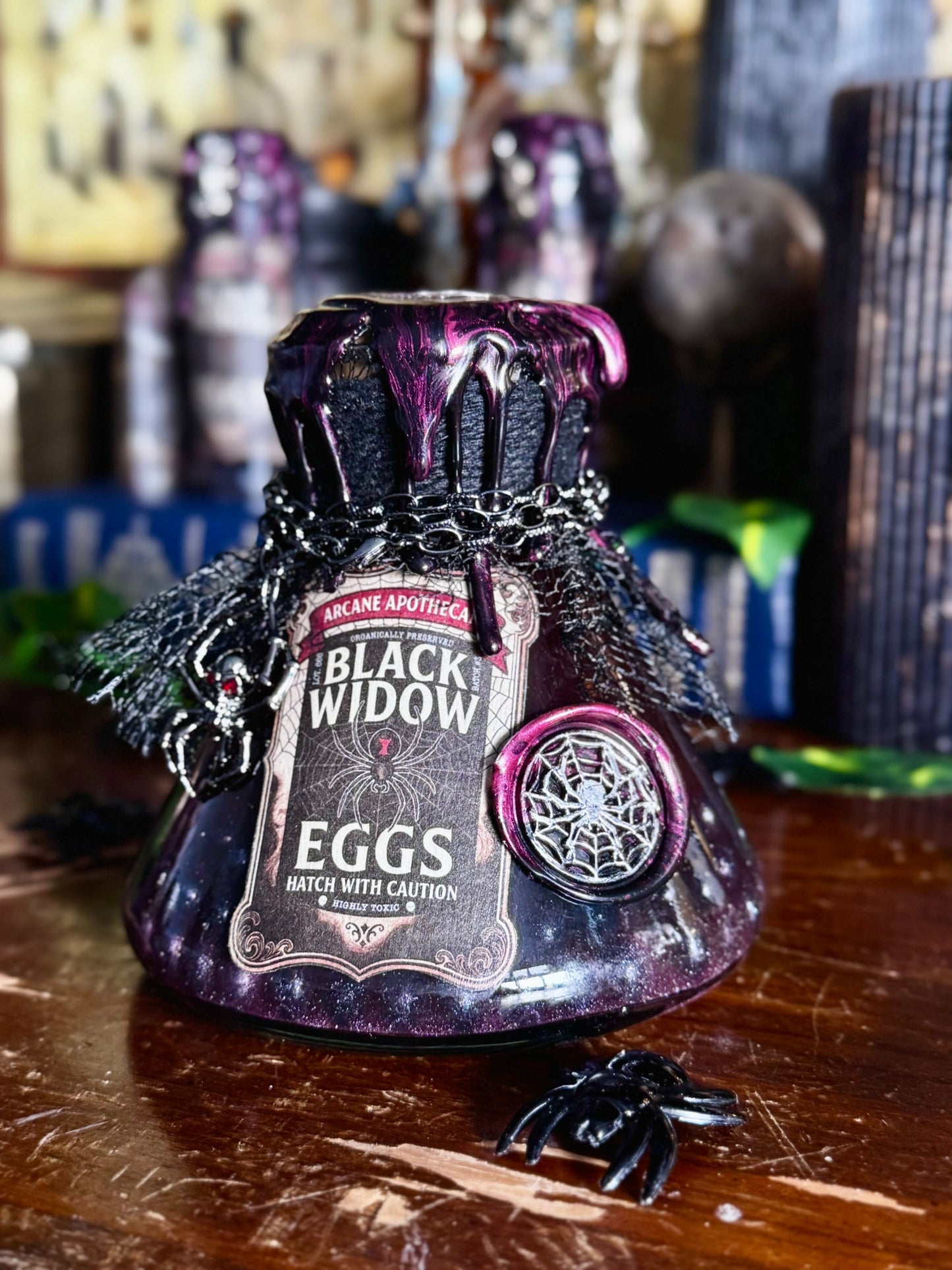 Black Widow Eggs Dark Display Potion | Gothic Decor | Creepy Curio | Spider Witch Aesthetic