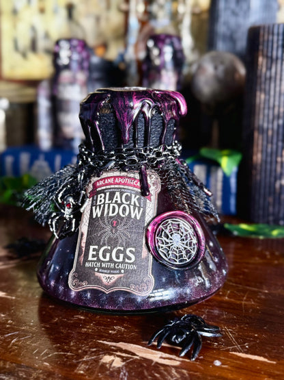 Black Widow Eggs Dark Display Potion | Gothic Decor | Creepy Curio | Spider Witch Aesthetic