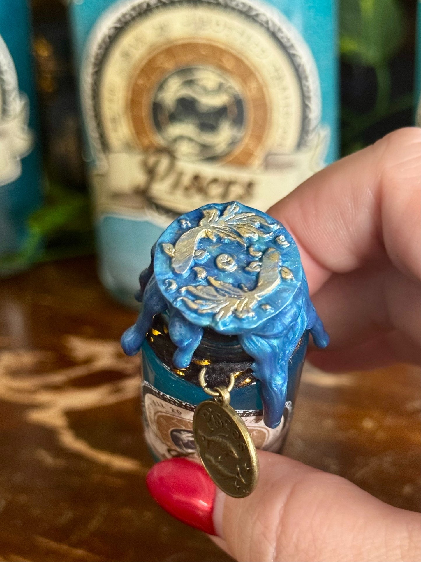 Mini Zodiac Pisces Potion Collectible | Astrology Decor | Witchy Display Bottle