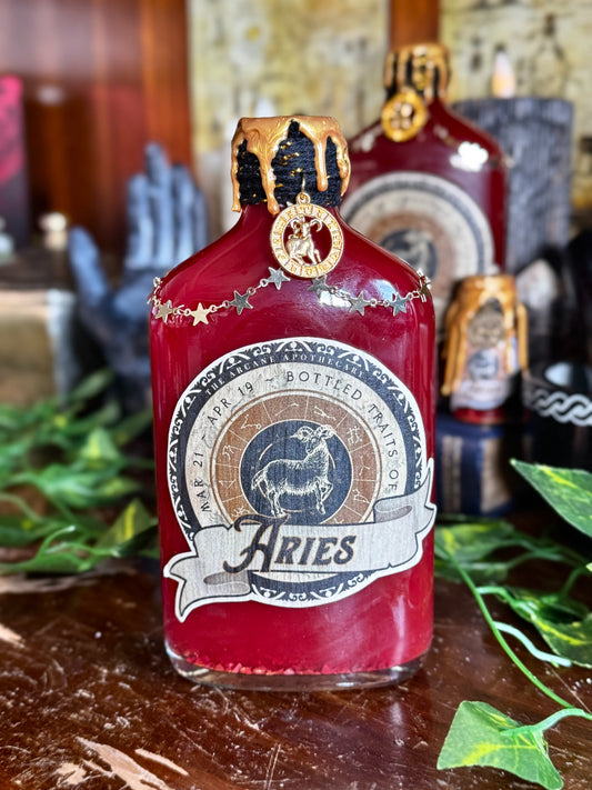 Zodiac Aries Potion Collectible | Astrology Decor | Witchy Display Bottle