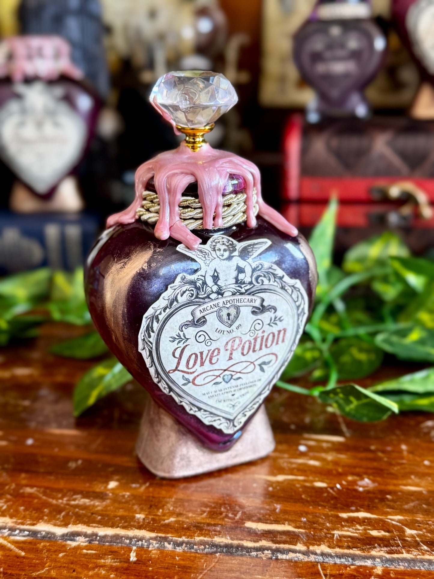 Love Potion | Decorative Swirling Heart Bottle | Romantic Display Apothecary Decor