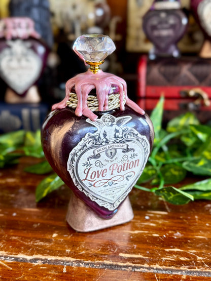 Love Potion | Decorative Swirling Heart Bottle | Romantic Display Apothecary Decor