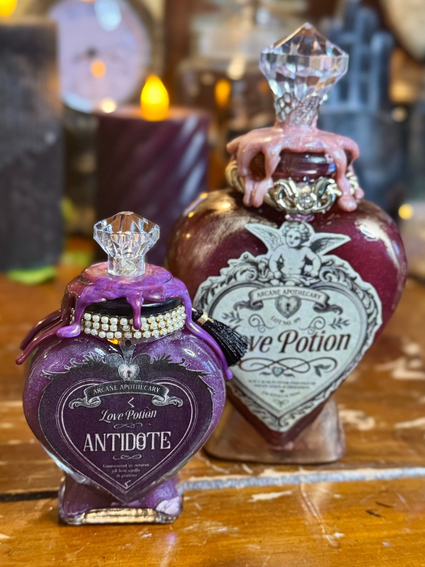 Love Potion Antidote | Decorative Heart Bottle | Mini Purple Color Change Potion