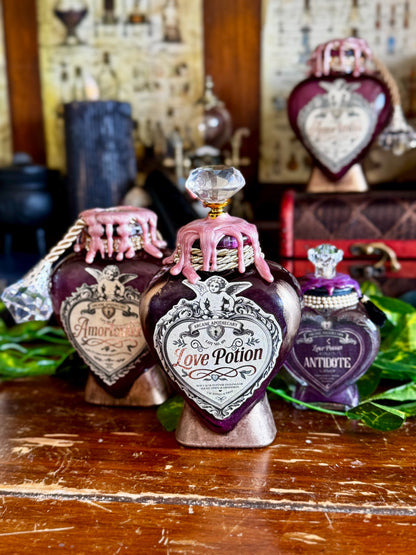 Love Potion | Decorative Swirling Heart Bottle | Romantic Display Apothecary Decor