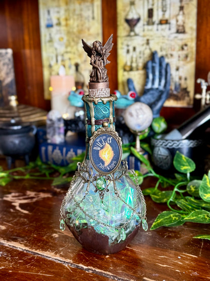 Bottled Will-O'-The-Wisps Light Up Fairy Potion | Glowing Witchy Decor | Woodland Fae Display Bottle