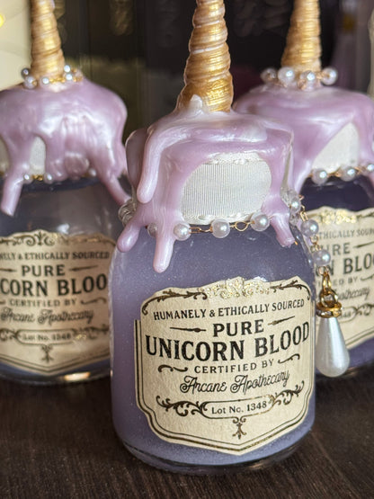 Unicorn Blood Mini Potion Bottle with Horn | Fantasy Desk Display Bookshelf Decor & Fidget