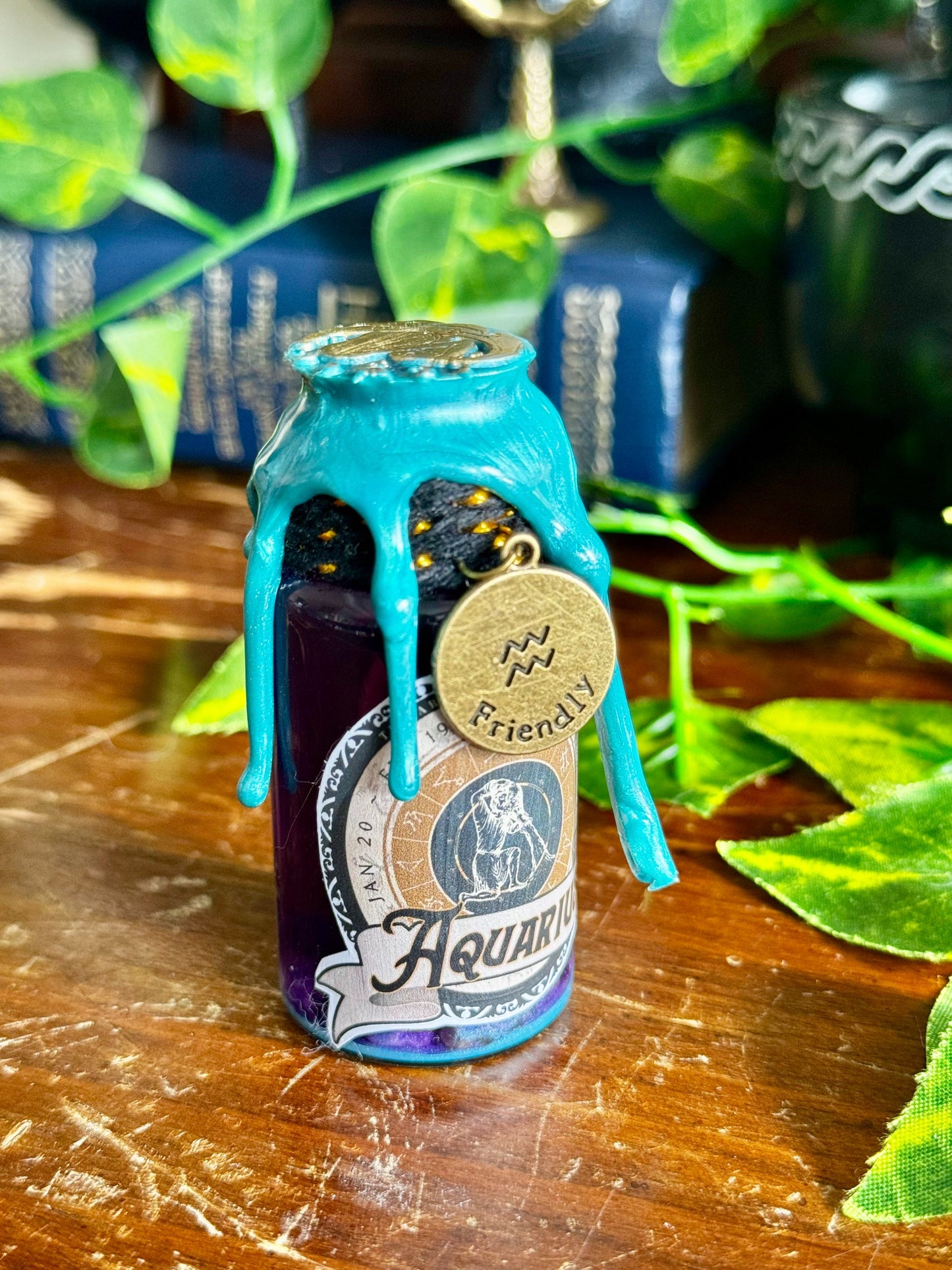 Mini Zodiac Aquarius Potion Collectible | Astrology Decor | Witchy Display Bottle