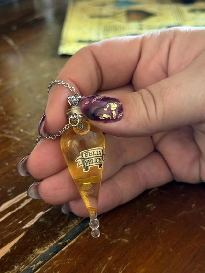 Felix Felicis Pendant | Wearable Golden Liquid Luck Potion Necklace | Vial Jewelry