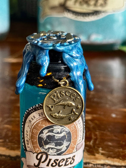 Mini Zodiac Pisces Potion Collectible | Astrology Decor | Witchy Display Bottle