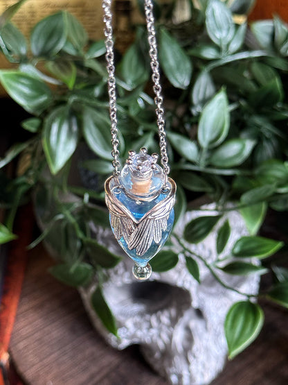 Kiss of the Seraphim Potion Pendant | Wearable Fantasy Angelic Potion Necklace | Vial Jewelry