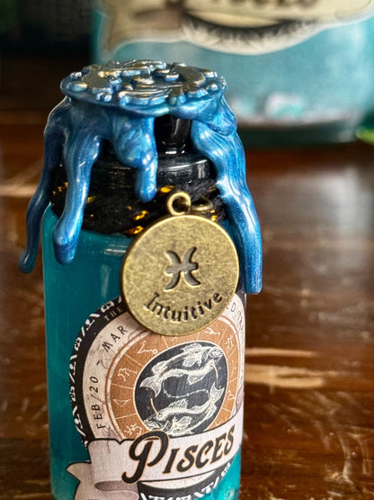 Mini Zodiac Pisces Potion Collectible | Astrology Decor | Witchy Display Bottle