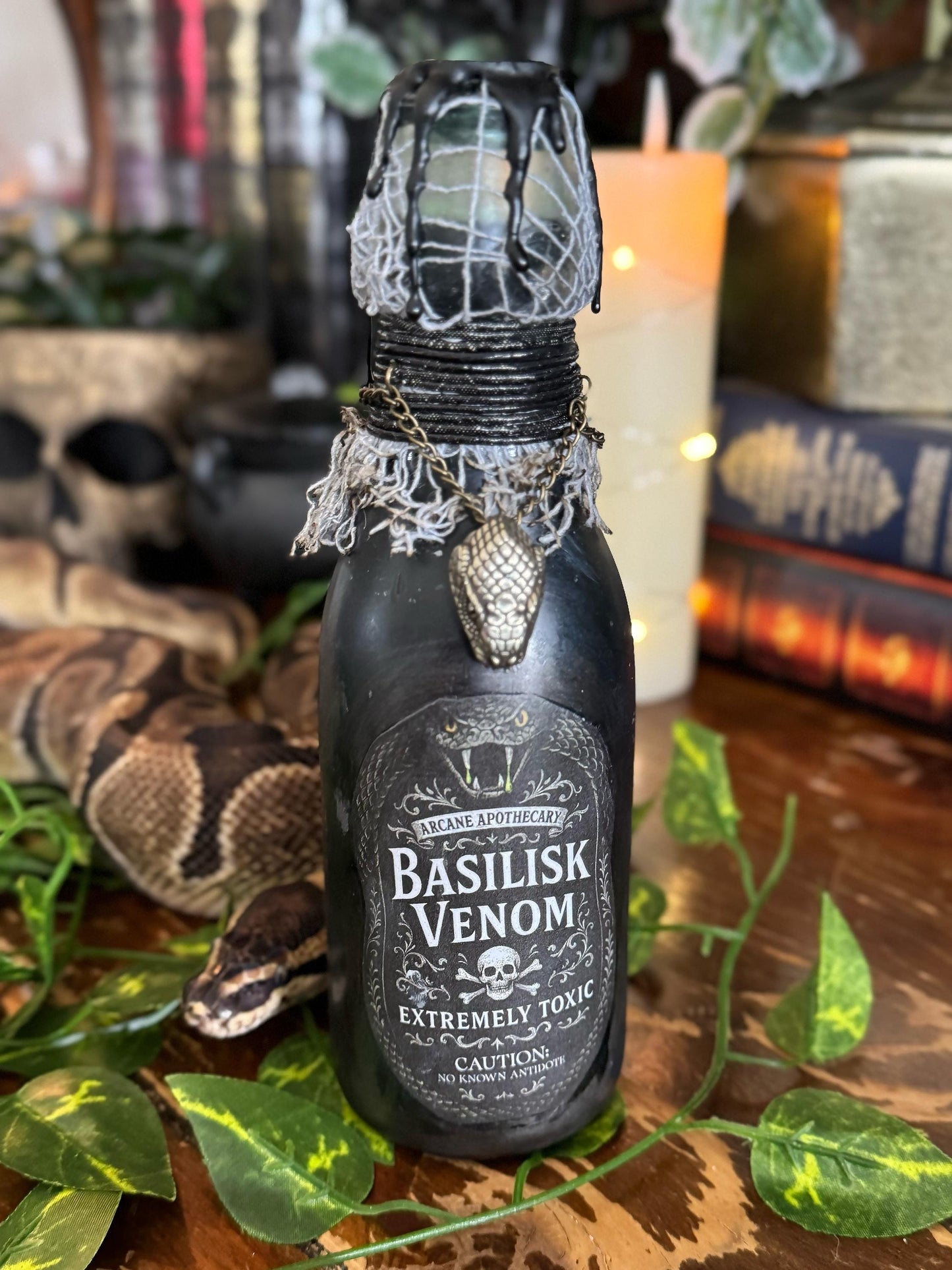Basilisk Venom Color Change Potion Bottle Decor | Phoenix Tear Antidote | Gothic Snake Vial
