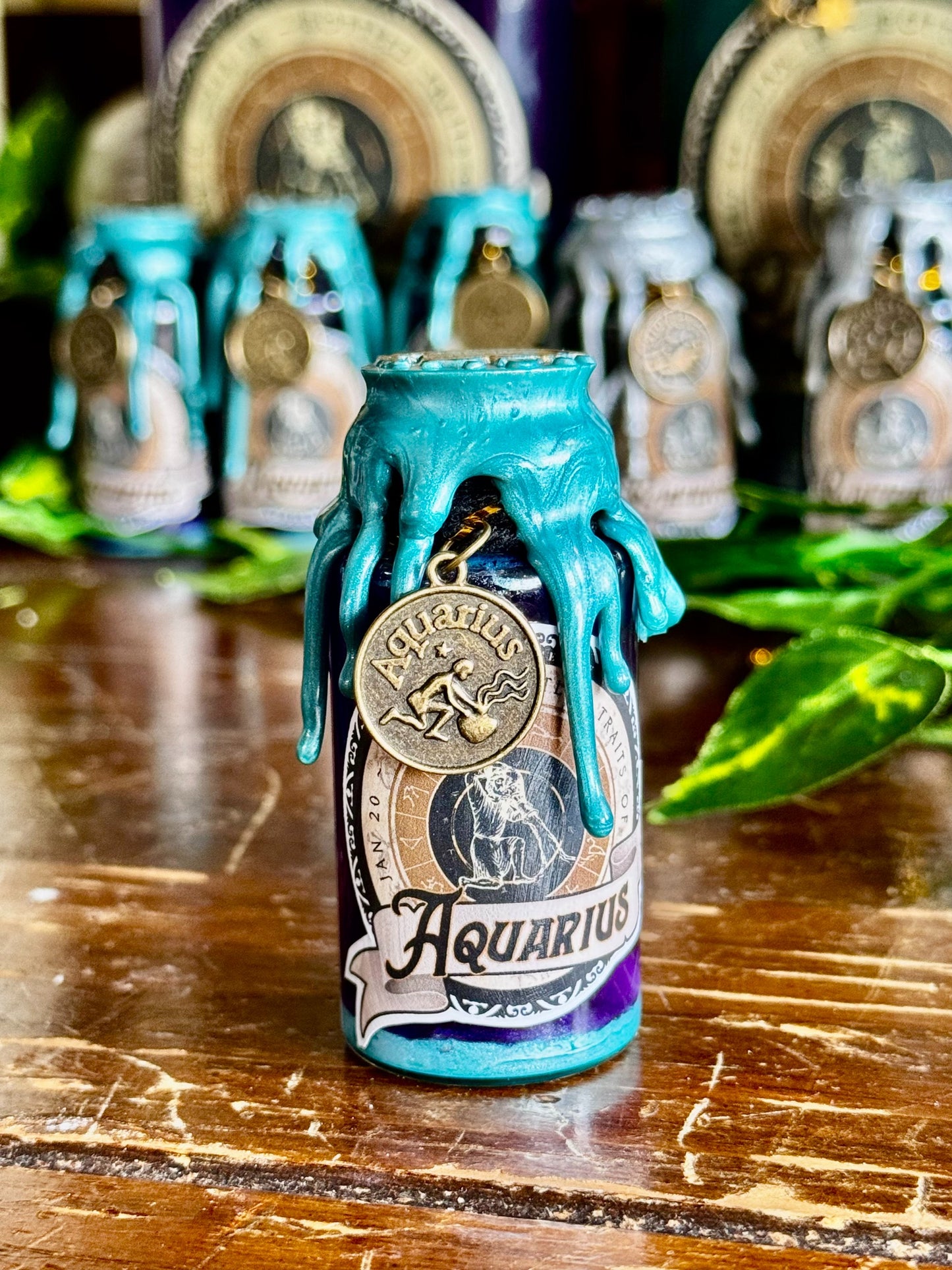 Mini Zodiac Aquarius Potion Collectible | Astrology Decor | Witchy Display Bottle