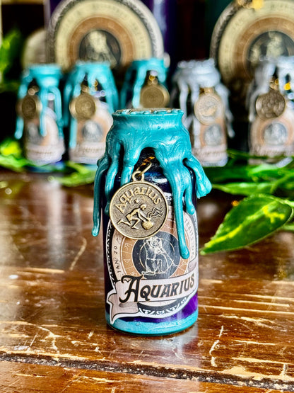 Mini Zodiac Aquarius Potion Collectible | Astrology Decor | Witchy Display Bottle