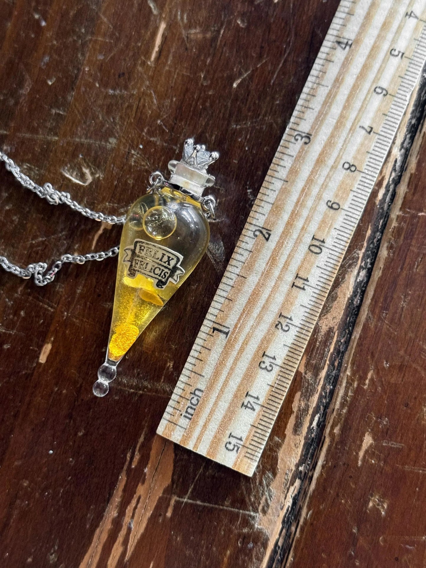 Felix Felicis Pendant | Wearable Golden Liquid Luck Potion Necklace | Vial Jewelry