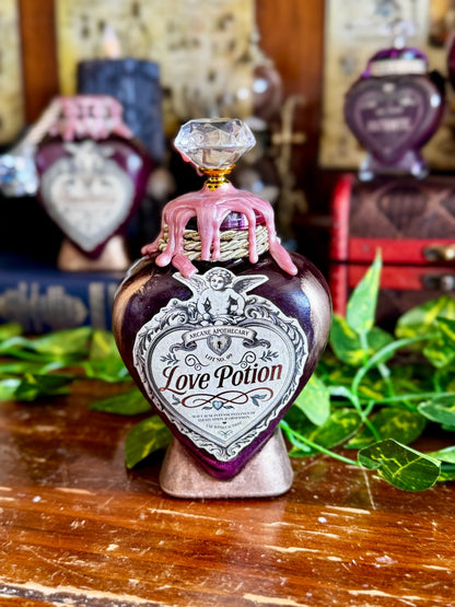Love Potion | Decorative Swirling Heart Bottle | Romantic Display Apothecary Decor