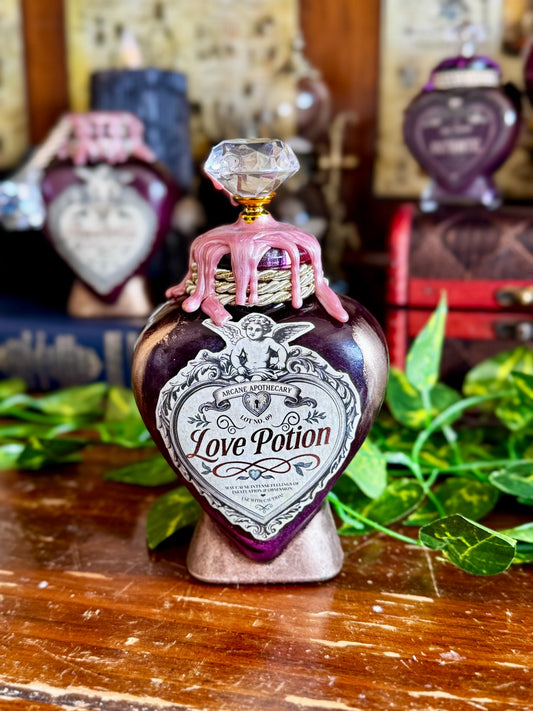 Love Potion | Decorative Swirling Heart Bottle | Romantic Display Apothecary Decor
