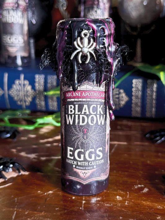 Black Widow Eggs Mini Dark Display Potion | Gothic Decor | Creepy Curio | Spider Witch Aesthetic