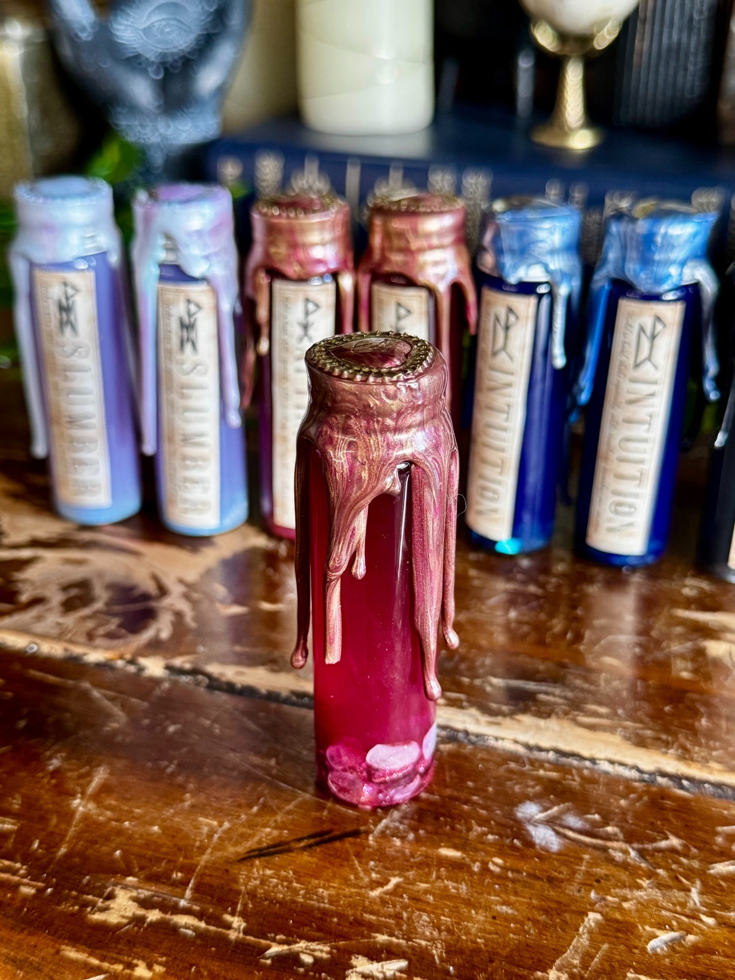 Pocket Spell Attraction Potion | Rose Quartz & Garnet Crystal | Witchcraft Altar Decor | Love Ritual Jar