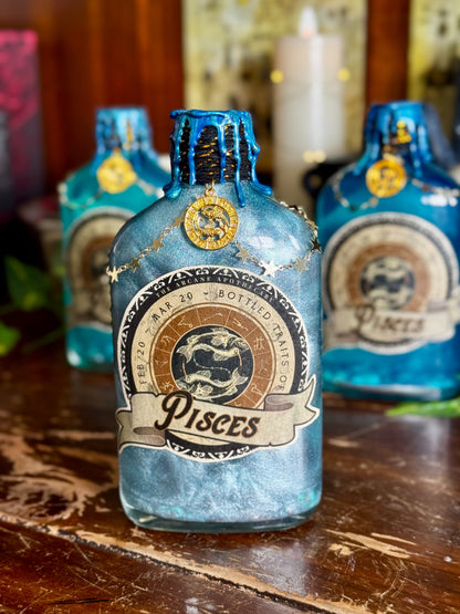 Zodiac Pisces Potion Collectible | Astrology Decor | Witchy Display Bottle