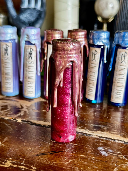 Pocket Spell Attraction Potion | Rose Quartz & Garnet Crystal | Witchcraft Altar Decor | Love Ritual Jar