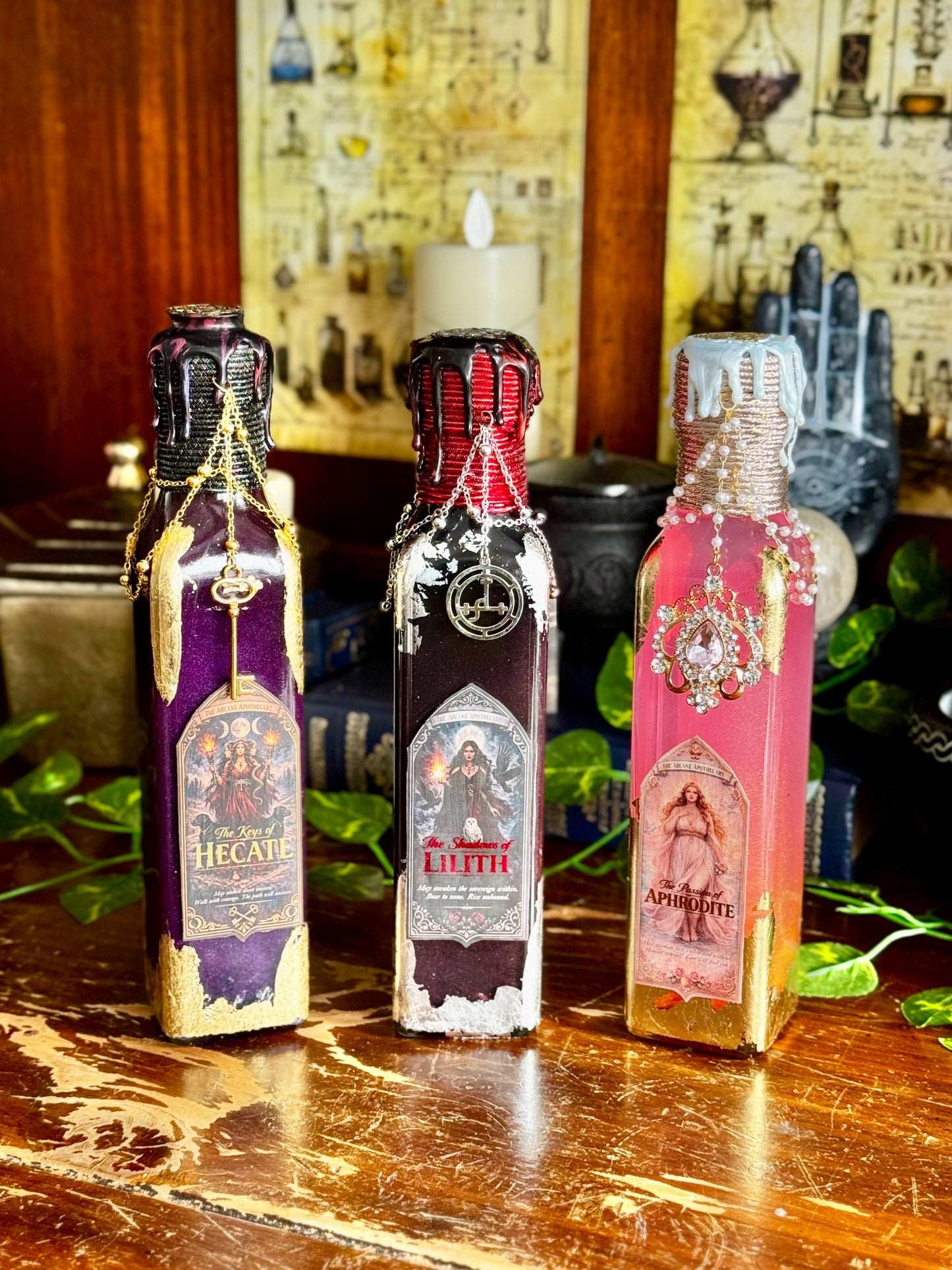 Goddess Decor | The Keys of Hecate Potion | Devotional Witch Altar Deity Display Bottle