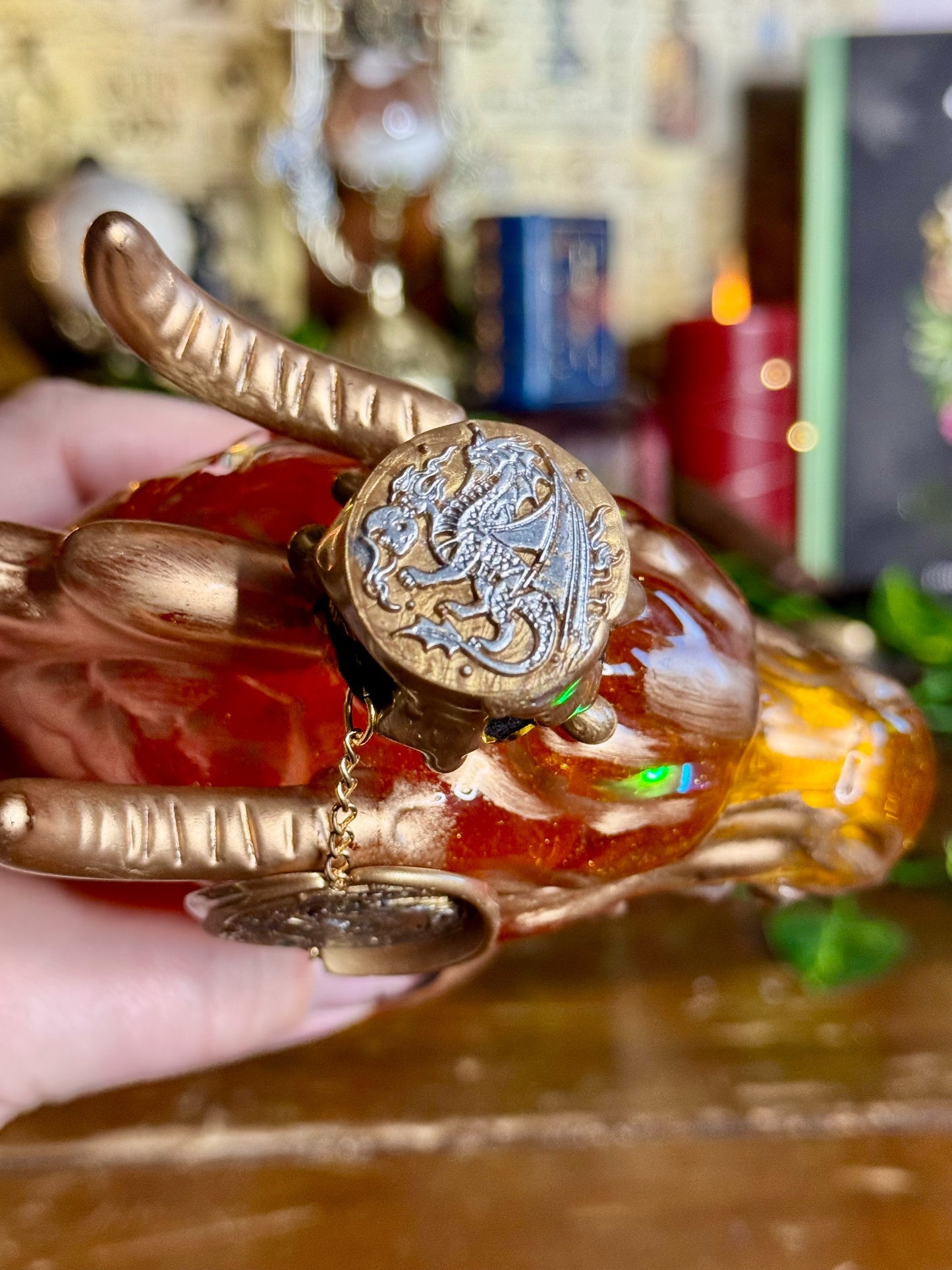 Dragon Fire Potion | Dragon Head Display Bottle | Shimmering Fyre Fantasy Elixir