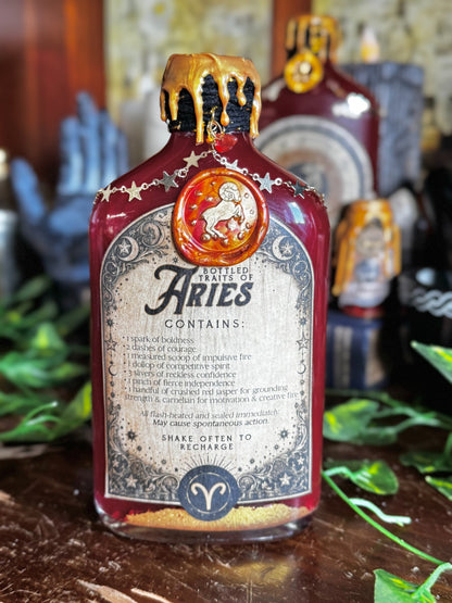 Zodiac Aries Potion Collectible | Astrology Decor | Witchy Display Bottle