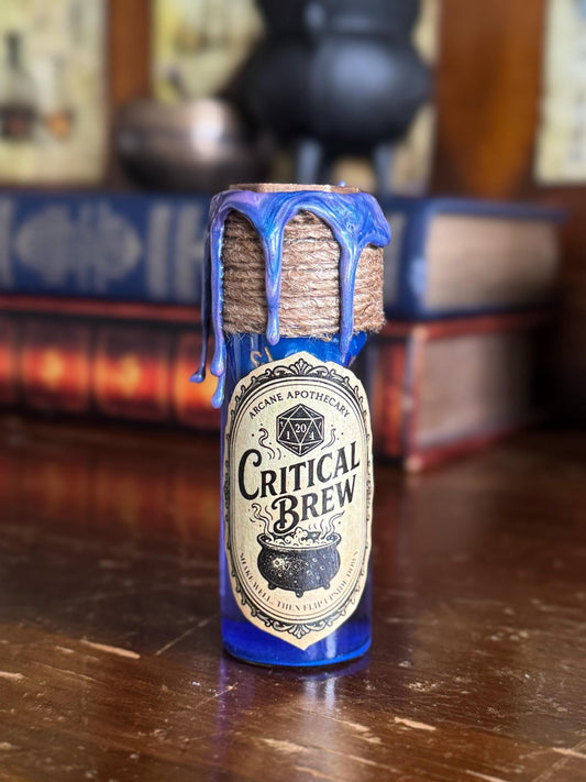 D20 Dice Roller Potion | Blue Critical Brew | D&D Die Rolling TTRPG Prop
