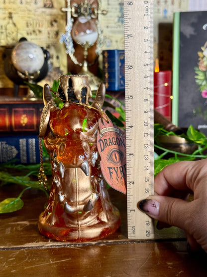 Dragon Fire Potion | Dragon Head Display Bottle | Shimmering Fyre Fantasy Elixir