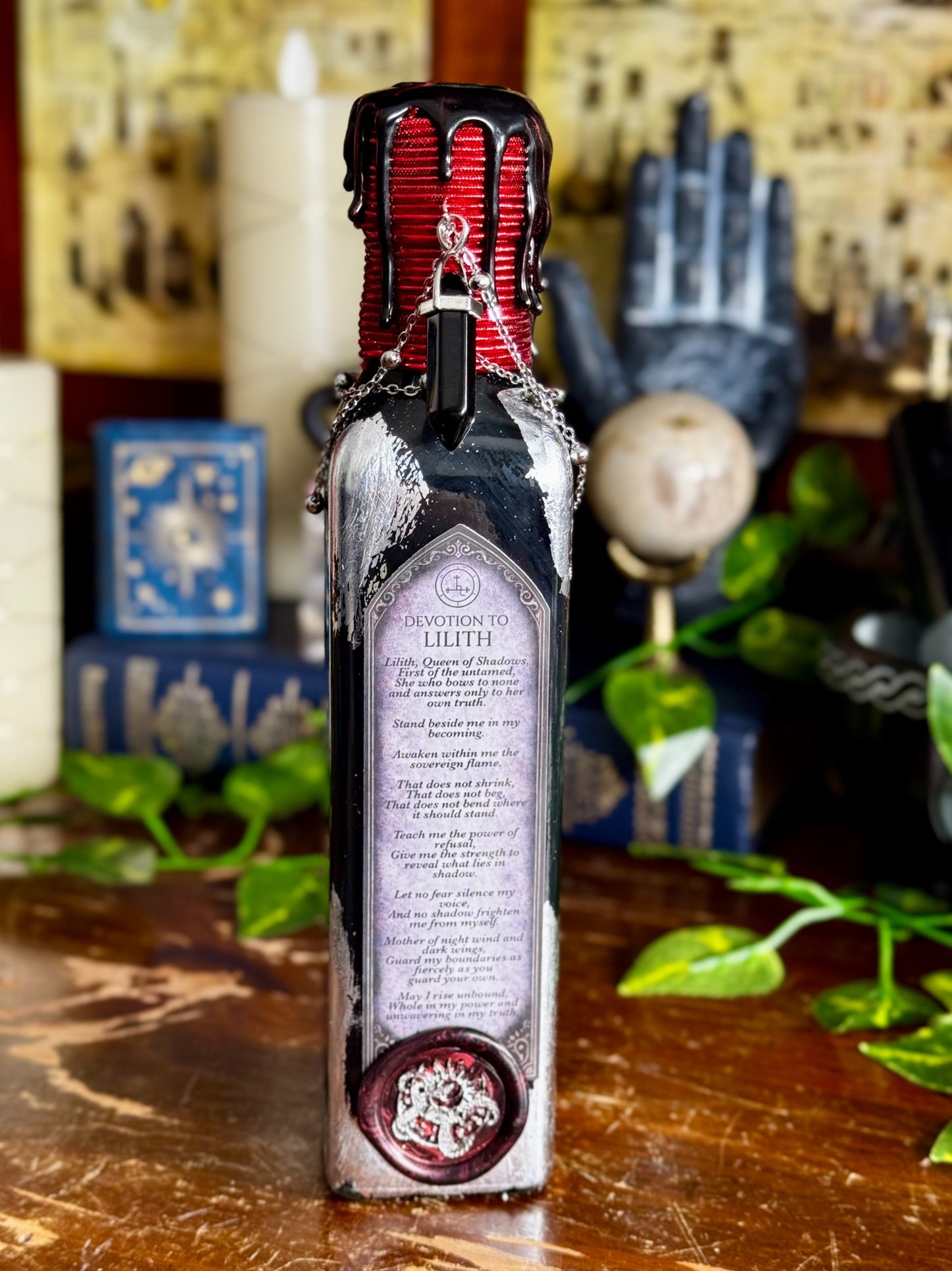 Goddess Decor | The Shadows of Lilith Potion | Devotional Witch Altar Deity Display Bottle