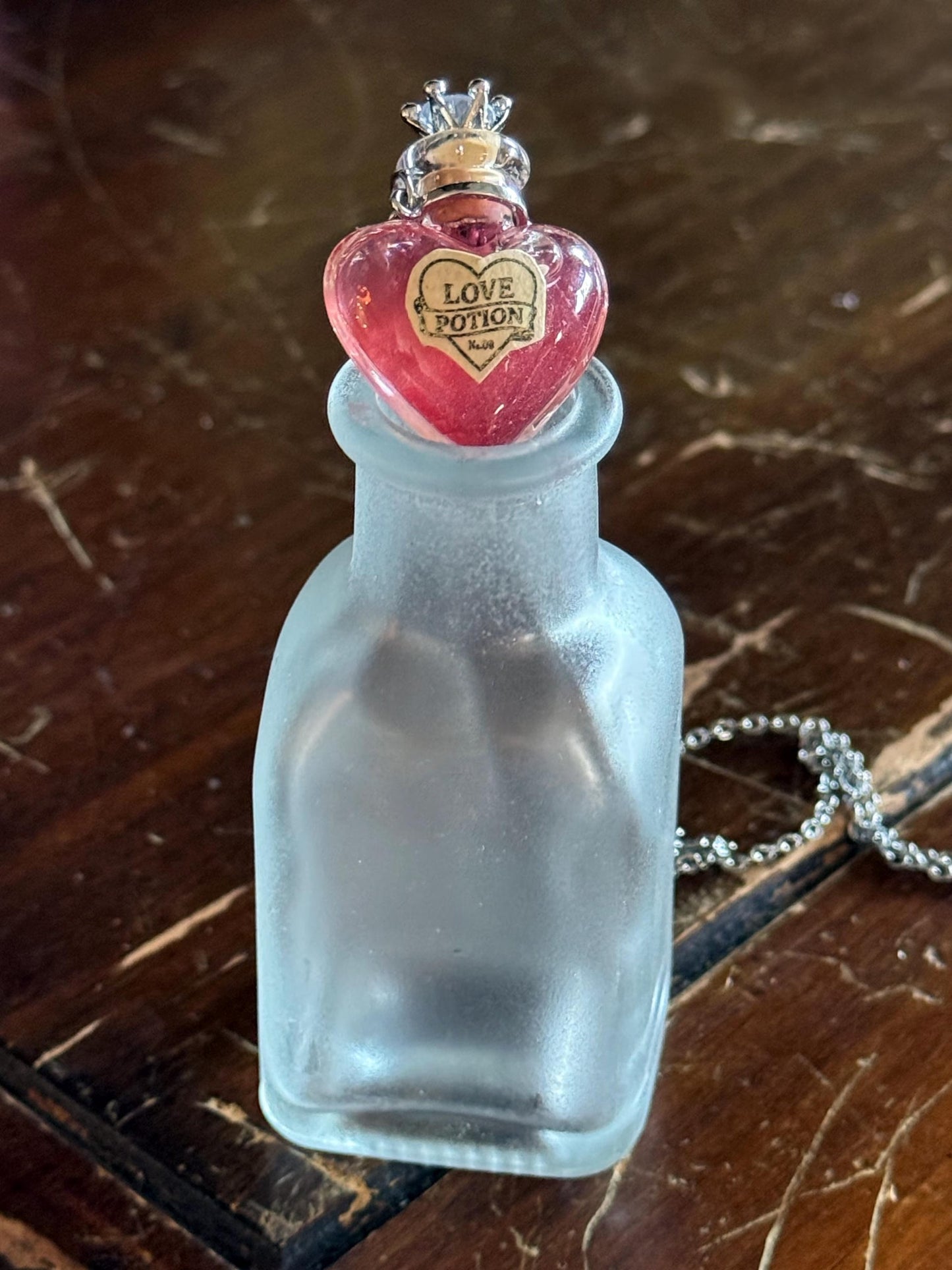 Love Potion Pendant | Mini Wearable Magenta Heart Vial | Dainty Amortentia Necklace