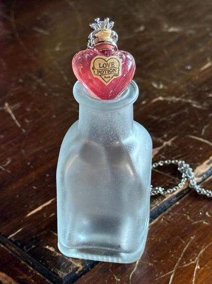 Love Potion Pendant | Mini Wearable Magenta Heart Vial | Dainty Amortentia Necklace