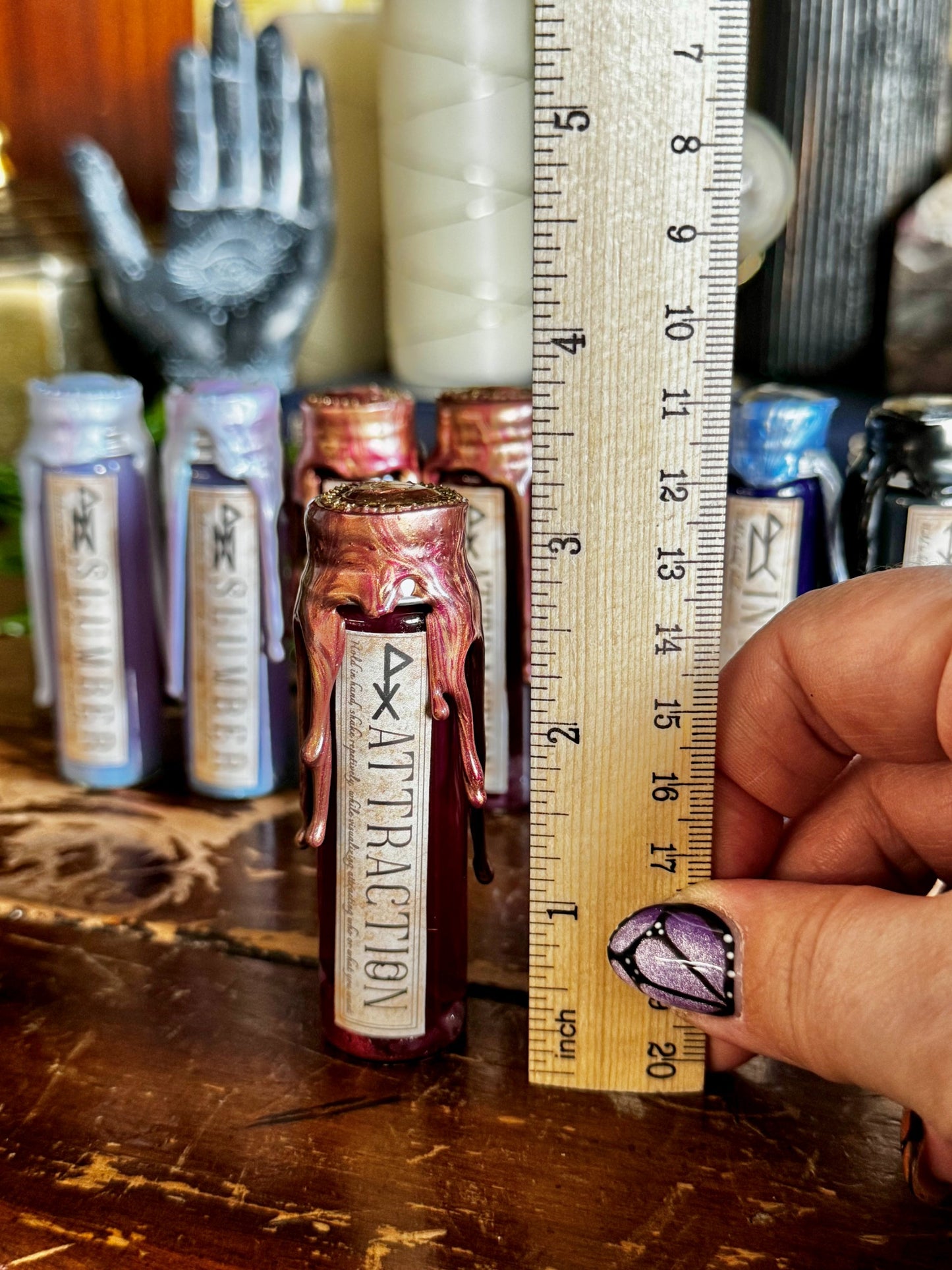 Pocket Spell Attraction Potion | Rose Quartz & Garnet Crystal | Witchcraft Altar Decor | Love Ritual Jar