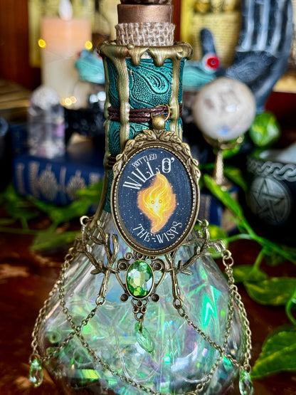 Bottled Will-O'-The-Wisps Light Up Fairy Potion | Glowing Witchy Decor | Woodland Fae Display Bottle
