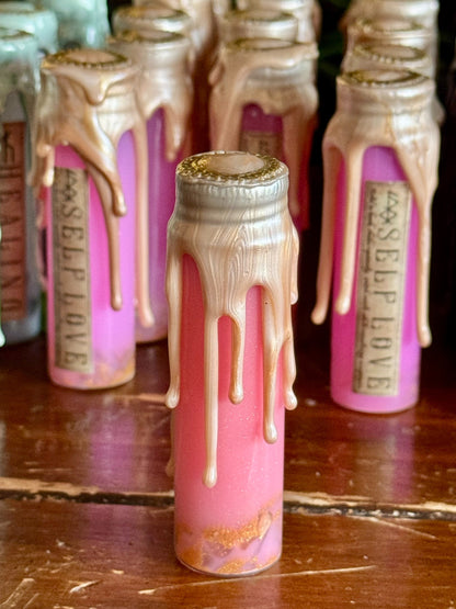 Pocket Spell Self Love Potion | Rose Quartz Crystal | Witchcraft Altar Decor | Confidence Ritual Jar