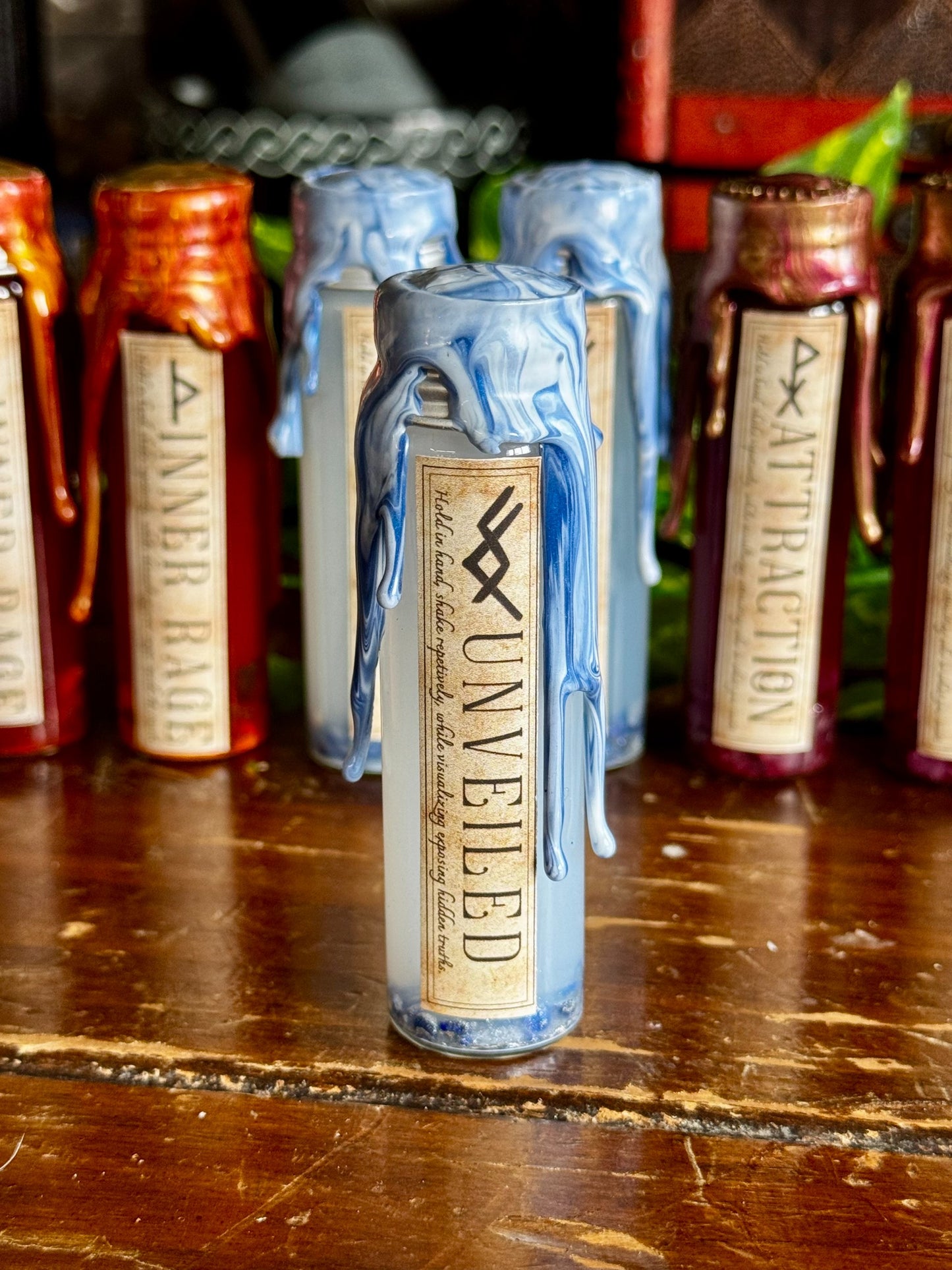 Pocket Spell Unveiled Potion | Lapis Lazuli Crystal | Witchcraft Altar Decor | Truth Ritual Jar