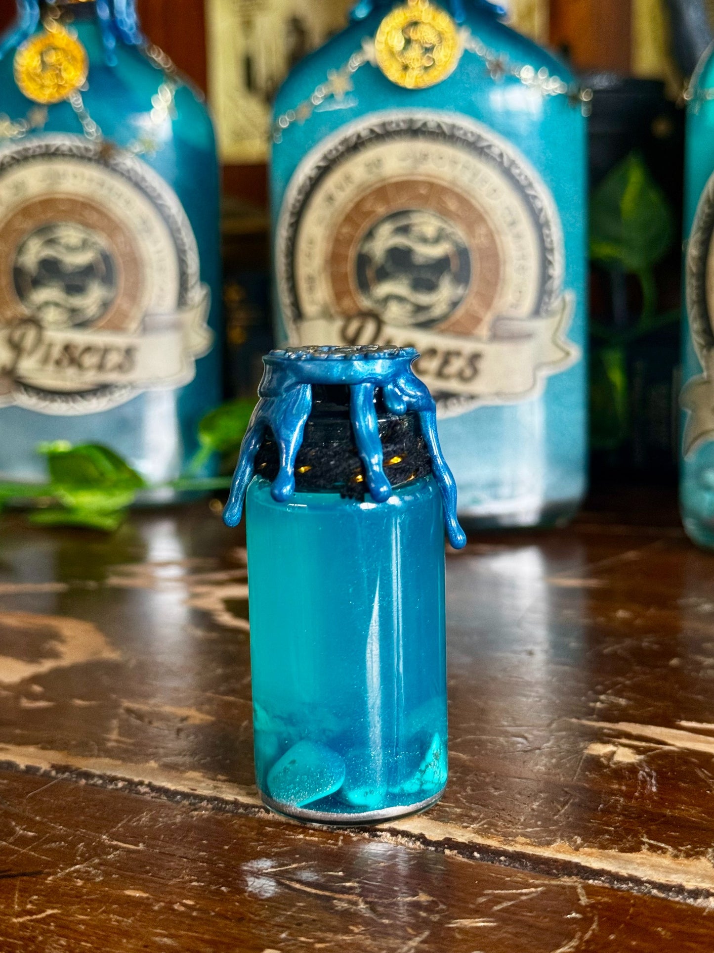 Mini Zodiac Pisces Potion Collectible | Astrology Decor | Witchy Display Bottle