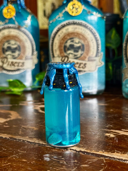 Mini Zodiac Pisces Potion Collectible | Astrology Decor | Witchy Display Bottle