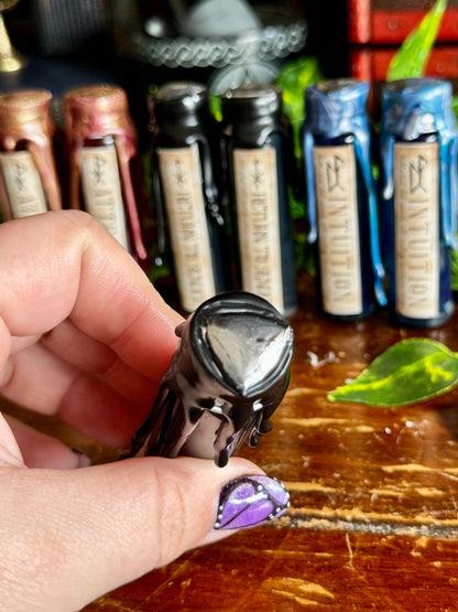 Pocket Spell Return To Sender Potion | Obsidian Crystal | Witchcraft Altar Decor | Banishing Ritual Jar