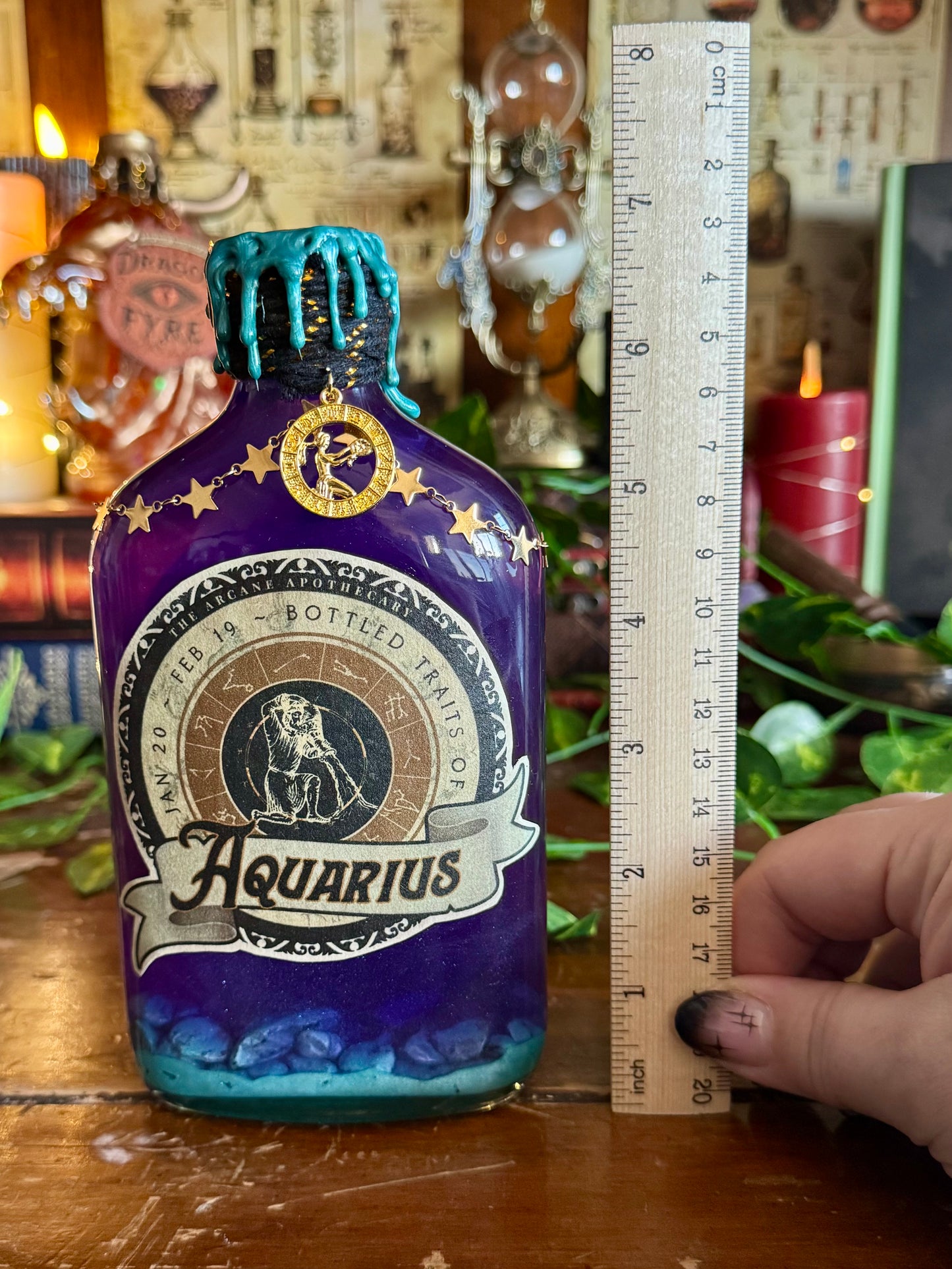 Zodiac Aquarius Potion Collectible | Astrology Decor | Witchy Display Bottle