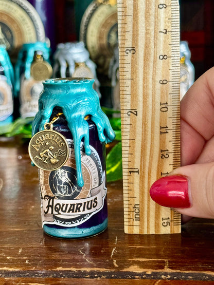 Mini Zodiac Aquarius Potion Collectible | Astrology Decor | Witchy Display Bottle