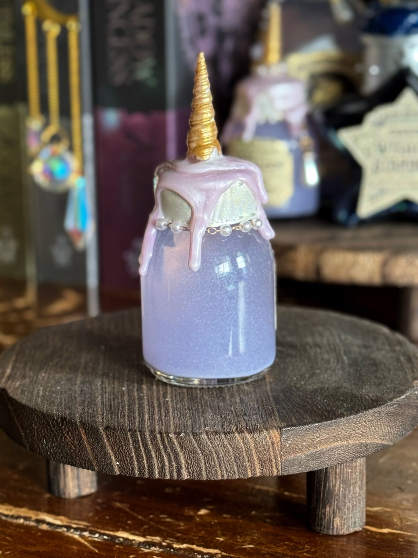 Unicorn Blood Mini Potion Bottle with Horn | Fantasy Desk Display Bookshelf Decor & Fidget