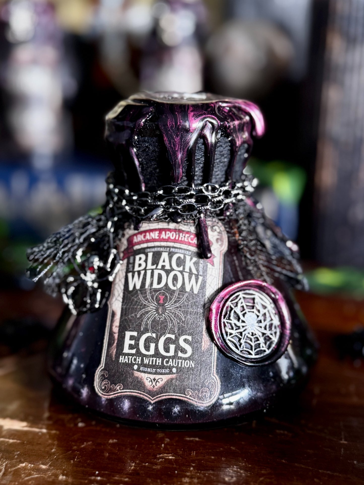 Black Widow Eggs Dark Display Potion | Gothic Decor | Creepy Curio | Spider Witch Aesthetic